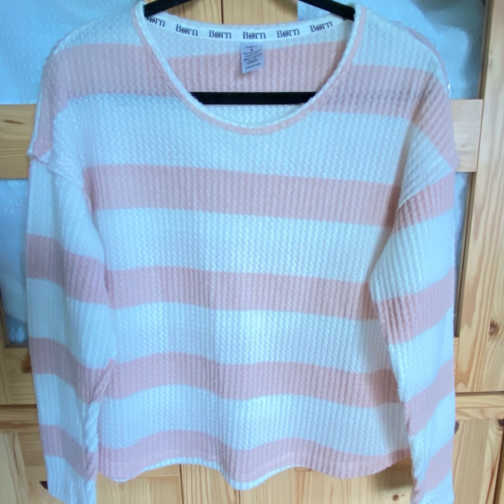 Born Soft Pink and Cream Striped Sweater